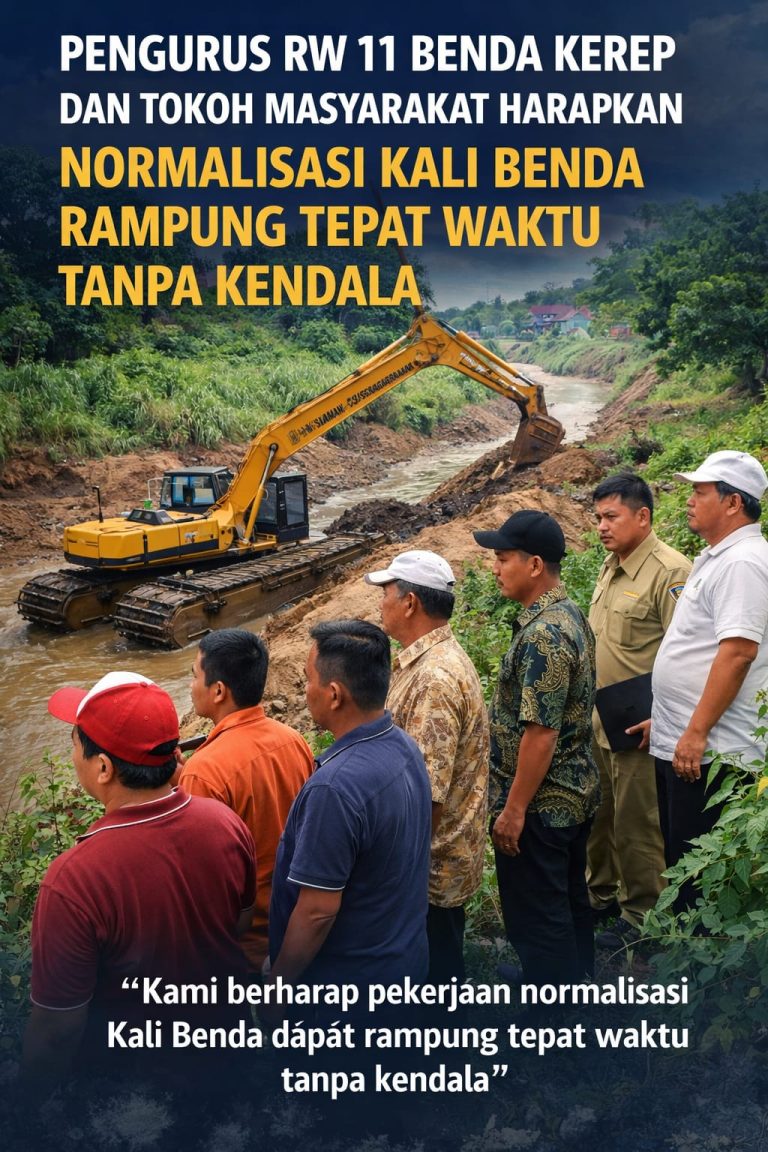 *Pengurus RW 11 Benda Kerep dan Tokoh Masyarakat Harapkan Normalisasi Kali Benda Rampung Tepat Waktu Tanpa Kendala*