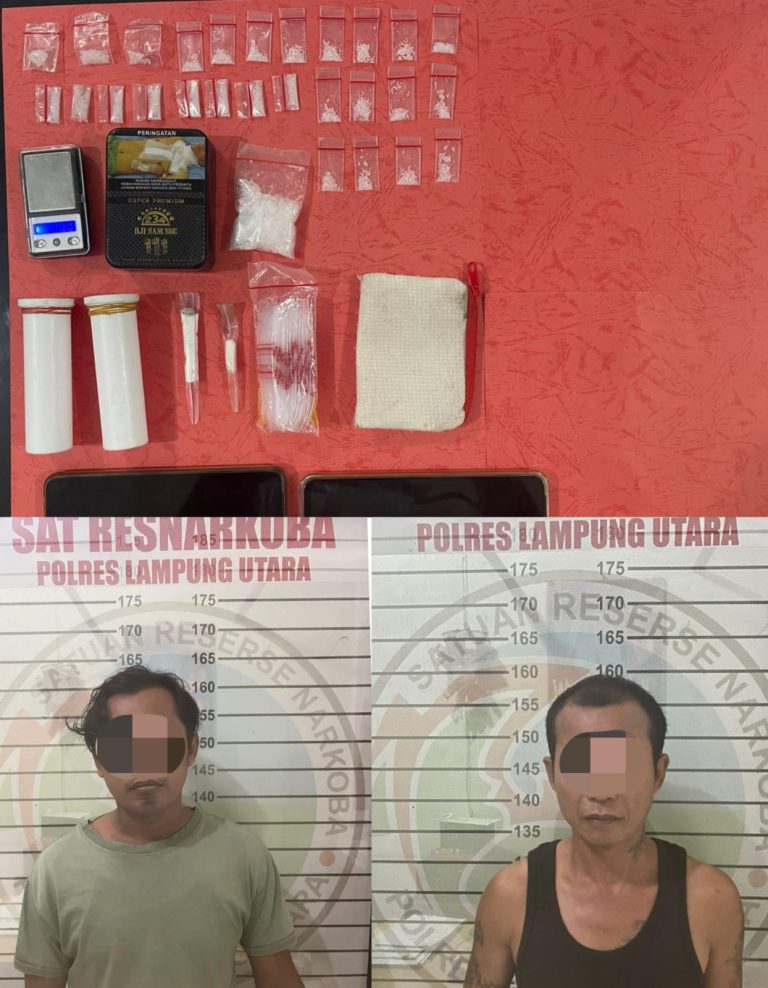 *Ungkap Kasus Narkotika, Dua Pelaku dengan Puluhan Paket Sabu di Amanakan Sat Narkoba Polres Lampung Utara*