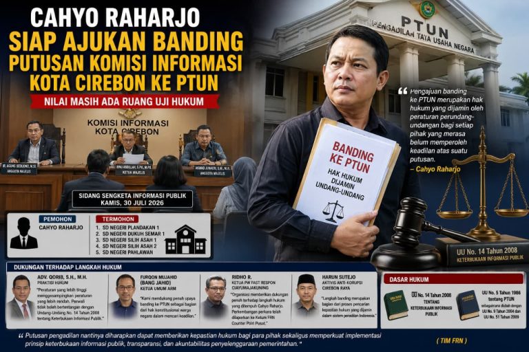 *CAHYO RAHARJO Siap Ajukan Banding Putusan Komisi Informasi Kota Cirebon ke PTUN, Nilai Masih Ada Ruang Uji Hukum*